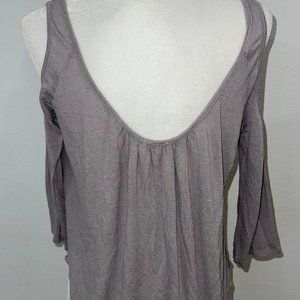 Cut Out Shoulders Top Light Grey